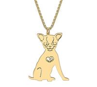 RAIDIN Collier de chien en acier inoxydable et or 18K pour femmes filles Pendentif chiot mignons Bijoux Cadeaux pour Amoureux des animaux (Or-049 Bull Terrier) (Or-005 Chihuahua)