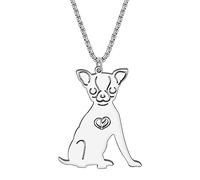 RAIDIN Collier de chien en acier inoxydable et or 18K pour femmes filles Pendentif chiot mignons Bijoux Cadeaux pour Amoureux des animaux (Or-049 Bull Terrier) (Argent-005 Chihuahua)