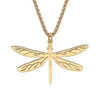 RAIDIN Collier de libellule mignon en acier inoxydable pour femmes filles pendentif insecte plaqué or 18K Bijoux simples et minimalistes pour cadeaux