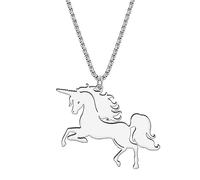 RAIDIN Collier de licorne en acier inoxydable plaqué or 18K pour femmes filles enfants animaux cheval pendentif bijoux pour cadeaux charms (Argent-192)