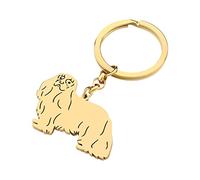 RAIDIN Porte-clés chien chiot mignon en acier inoxydable doré pour femmes filles Cadeaux pour les clés de sac à main de voiture (Or-004 Cavalier King Charles Spaniel)