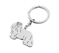 RAIDIN Porte-clés chien chiot mignon en acier inoxydable doré pour femmes filles Cadeaux pour les clés de sac à main de voiture (Argent-004 Cavalier King Charles Spaniel)
