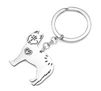 RAIDIN Porte-clés chien chiot mignon en acier inoxydable doré pour femmes filles Cadeaux pour les clés de sac à main de voiture (Argent-014 Husky de Sibérie)