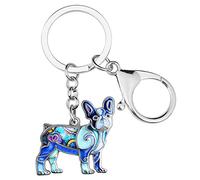 RAIDIN Porte-clés chien mignon en alliage émaillé pour femme fille chiot bijoux pour clé voiture porte-monnaie sac à dos (Bouledogue français B)