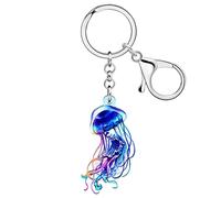 RAIDIN Porte-clés en acrylique mignon animaux marins crabe méduse requin tortue pieuvre bijoux cadeaux pour femmes clés de sac à main de voiture (Pierre)