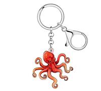 RAIDIN Porte-clés en acrylique mignon animaux marins crabe méduse requin tortue pieuvre bijoux cadeaux pour femmes clés de sac à main de voiture (Rose)