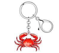 RAIDIN Porte-clés en acrylique mignon animaux marins crabe méduse requin tortue pieuvre bijoux cadeaux pour femmes clés de sac à main de voiture (Rouge)