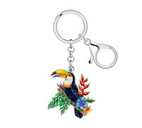 RAIDIN Porte-clés Hawaï en acrylique - Motif : oiseau tropical - Cadeau pour femme et fille - Amoureux des oiseaux - Porte-clés de voiture - Sac à main, multicolore, M