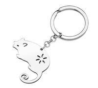 RAIDIN Porte-clés Opossum mignon en acier inoxydable Porte-clés rat bijoux Cadeaux pour femmes filles Clés de sac à main de voiture Charms (Argent-155)