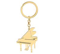 RAIDIN Porte-clés Piano en Acier Inoxydable pour Femmes Filles Clés de Voiture Porte-monnaie Instruments de Musique Bijoux Cadeaux pour Amoureux de la Musique Charms (Or-124)