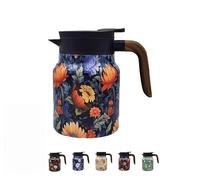 Raidley - Thermos à thé vintage à motif floral avec infuseur, mini cafetière chaude, carafe thermique en acier inoxydable avec couvercle pour boissons chaudes, 1 000 ml (style E)