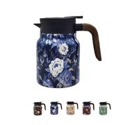 Raidley - Thermos à thé vintage à motif floral avec infuseur, mini cafetière chaude, carafe thermique en acier inoxydable avec couvercle pour boissons chaudes, 1 000 ml (style C)