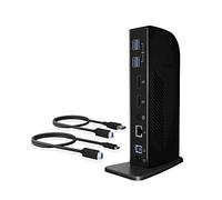 ICY BOX Station d'accueil USB-C (11-en-1) avec 2x DisplayPort, Docking Station USB-C pour Ordinateur Portable (Gigabit Ethernet, 6 Ports USB 3.0), DisplayLink, IB-DK2242AC