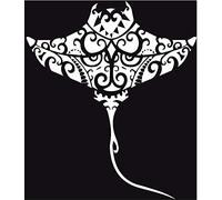 Raie Manta tiki sticker adhésif couleur lézard - Taille : 8 cm - Couleur : blanc