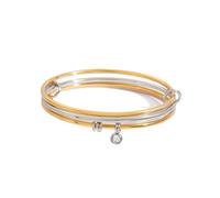 RAIFIN Bracelets empilables dorés pour femme, bracelet épais en acier inoxydable qui ne ternit pas, bracelet entrelacé doré/argenté pour femme, cadeau tendance pour elle, Large, Acier inoxydable, Pas