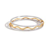RAIFIN Bracelets empilables dorés pour femme, bracelet épais en acier inoxydable qui ne ternit pas, bracelet entrelacé doré/argenté pour femme, cadeau tendance pour elle, Large, Acier inoxydable, Pas
