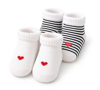 RAIGDY Chaussettes Bébé 0-3 Mois,2 Paires Cadeau Naissance Garçon/Fille avec J'aime Maman & Papa - Chaussettons en Coton Doux pour Nouveau-Nés, Baby Shower & Gender Reveal
