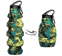 Raigeki Gourde de fitness pliable Grenade 580 ml, version améliorée V2, sans BPA, bouteille d'eau anti-fuite, en silicone de qualité alimentaire, bouteille de sport également pour vélo + plans