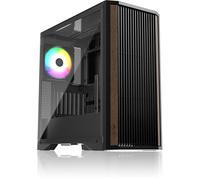RAIJINTEK AGOS MAX Boîtier PC tour moyenne noir, verre trempé, panneau avant grain de bois, support GPU mobile, ventilateur arrière 140 mm, compatible E-ATX/ATX/M-ATX/Mini-ITX