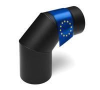 raik Coude de conduit de fumée 90° 3 parties Ø130 mm einseitig gezogen tôle d'acier 2 mm simple paroi Senotherm Noir résistant à la chaleur jusqu'à 600 °C Fabriqué en Union Européenne