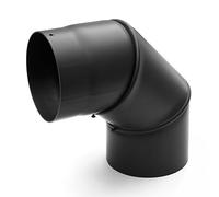 raik Coude de tuyau de fumée rotatif de 0 à 90 ° en 3 parties de 180 mm de diamètre en tôle d'acier de 2 mm de couleur noire avec revêtement Senotherm brûlé pour poêles à combustible solide