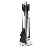 raik R1008 Cajus, Set de 4 ustensiles de cheminée en acier inoxydable avec couvercle en verre 66 cm