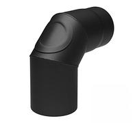 Raik Tuyau de fumée 150 mm 90° 3 pièces tiré d'un côté avec ouverture de nettoyage intégrée - Noir - En acier - Épaisseur de paroi : 2 mm - Résistant à la température jusqu'à 600 °C - Pour cheminée et