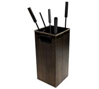 raik Ustensile de cheminée Oskar 5 pièces avec tisonnier, pelle, balai de cheminée, pince à bois et support en acier avec structure décorative pour poêles et inserts de cheminée