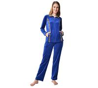 RAIKOU Survêtement Femme Velours Ensembles Sportswear avec Léopard Bandes cotés Sweat+Pantalon Joggers Casual Confortable et Pyjama d'intérieur Tenue(36-38,Bleu Royal)
