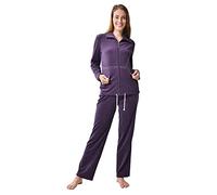 RAIKOU Survetement Femme Velours,Tenue d'intérieur en Velours Femme,Pyjama Velours Doux à Manches Longues avec Fermeture éclair et Poches,Casual de Jogging Ensemble(40-42,Violet foncé)