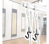 Rail à clic réglable en forme de L avec crochets - Système de suspension invisible blanc pour tableaux d'art/cadres 1 m + câble de 300 cm + 3 crochets, parfait pour la décoration de la maison