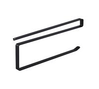 Rail à crochets de cuisine noir sans perçage - Support pour armoire - Sac de rangement frais - Rouleau de papier de cuisine - Petit appareil - Panier d'évier de cuisine (noir, taille unique)