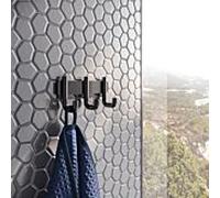 Rail à crochets Hewi Série 480 480.90.00270EC avec 3 crochets, revêtement PVD, chrome noir brillant