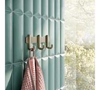 Rail à crochets Hewi Série 480 480.90.00270LP avec 3 crochets, revêtement PVD, laiton brossé