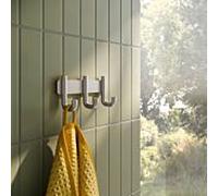 Rail à crochets Hewi Série 480 480.90.00270WR avec 3 crochets, revêtement PVD, nickel brossé