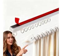 Rail à Rideau Adhésif Plafond - Installation 5 Min Sans Perçage, Glissement Ultra-Silencieux, Design Minimaliste, Idéal pour Décorer Salon, Chambre, Salle de Bain1.2m(3.9ft)