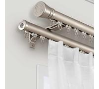 Rail à rideaux double en aluminium, montage mural, installation facile, silencieux, for salon, chambre coucher, séparateur de pièce, noir/or(Gold,2.3m(7.5ft))