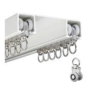 Rail à rideaux double rangée, Fixation au plafond Système de rails doubles Pour rideaux, Pour chambre à coucher, salon, fenêtre, hôtel Séparateurs de pièces, installation facile(Wit,3.4m(11.2ft))