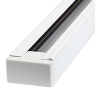 Rail à trois voies blanc de 1 m, idéal pour les installations électriques et d'éclairage. Son design élégant et fonctionnel permet une distribution facile de l'énergie dans différents espaces.