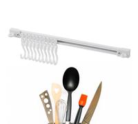 Rail à ustensiles de cuisine | Multifonctionnel sans perçage, porte-ustensiles mural avec crochets | pour casserole, cuillère, spatule, entonnoir, batteur à œufs, tablier, maison, appartement, petit