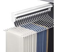 Rail à vêtements extensible réglable avec voie coulissante, tige de voiturier de placard à tracteur enracine, 26-66 cm, support de suspension de garde-robe, capacité de charge de 15 kg, blanc, 56 cm