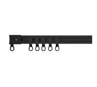 Rail adhésif silencieux amovible Rail de rideau ultra-mince sans perforation Glissière auto-adhésive noire invisible montée sur le côté(100cm)