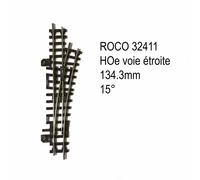 Rail aiguillage droit à droite 134.3mm 15 degrés manuel-HOe-1/87-ROCO 32411
