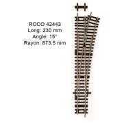 Roco H0 42443 Aiguillage manuel droit 15° longueur 230 mm - NEUF + emballage ...