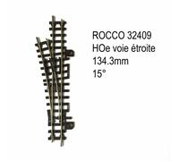 Rail aiguillage droit à gauche 134.3mm 15 degrés manuel-HOe-1/87-ROCO 32409