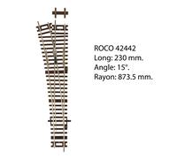 Rail, aiguillage droit gauche 230mm, WI15, 15 degrés, code 83 - ROCO 42442 - HO