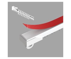 Rail auto-adhésif sans perçage - Fixation au plafond ou au mur - Rail caché pour portes et ouvertures - Barre simple - Blanc - 140 cm