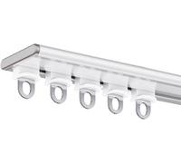 Rail autocollant pour plafond ou mur - Sans perçage - Avec rouleaux silencieux et clips - Facile à installer pour douche et douche 300 cm - Blanc