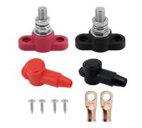 Rail collecteur 12 V 250 A pour bloc de distribution m10 Noir Rail | Charge maximale 250 A, système 12 V, rouge/noir, pour boulons M10, idéal pour voiture et bateau