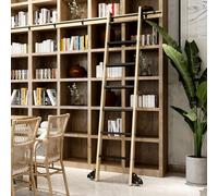 Rail coulissant de 1 m à 8 m, kit de rail tubulaire rond pour échelle coulissante de bibliothèque (échelle non incluse), roulettes avec frein pour bibliothèque/grenier/maison/intérieur/300 c